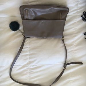 Taupe leather crossbody bag