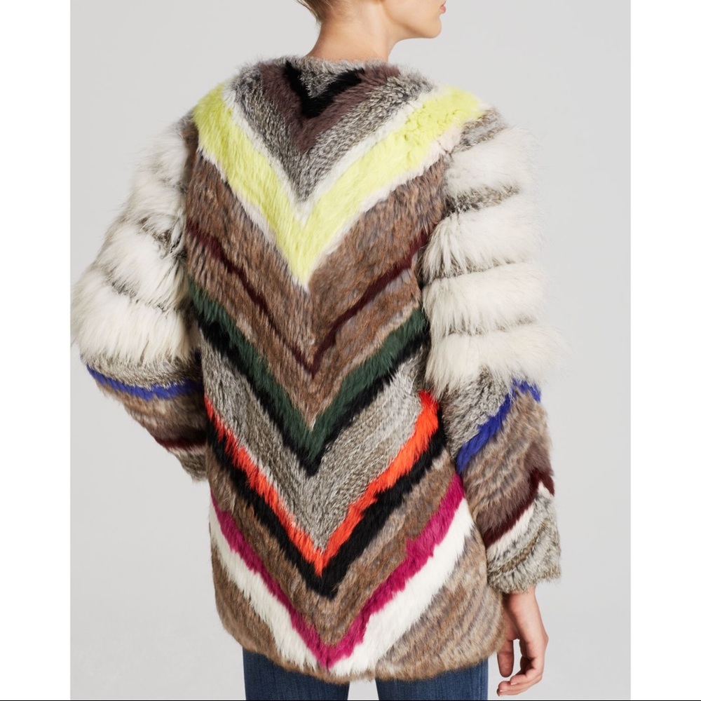 🎉HP🎉 Elizabeth&James Tarra Fur Coat Grey Multi M - Picture 1 of 8