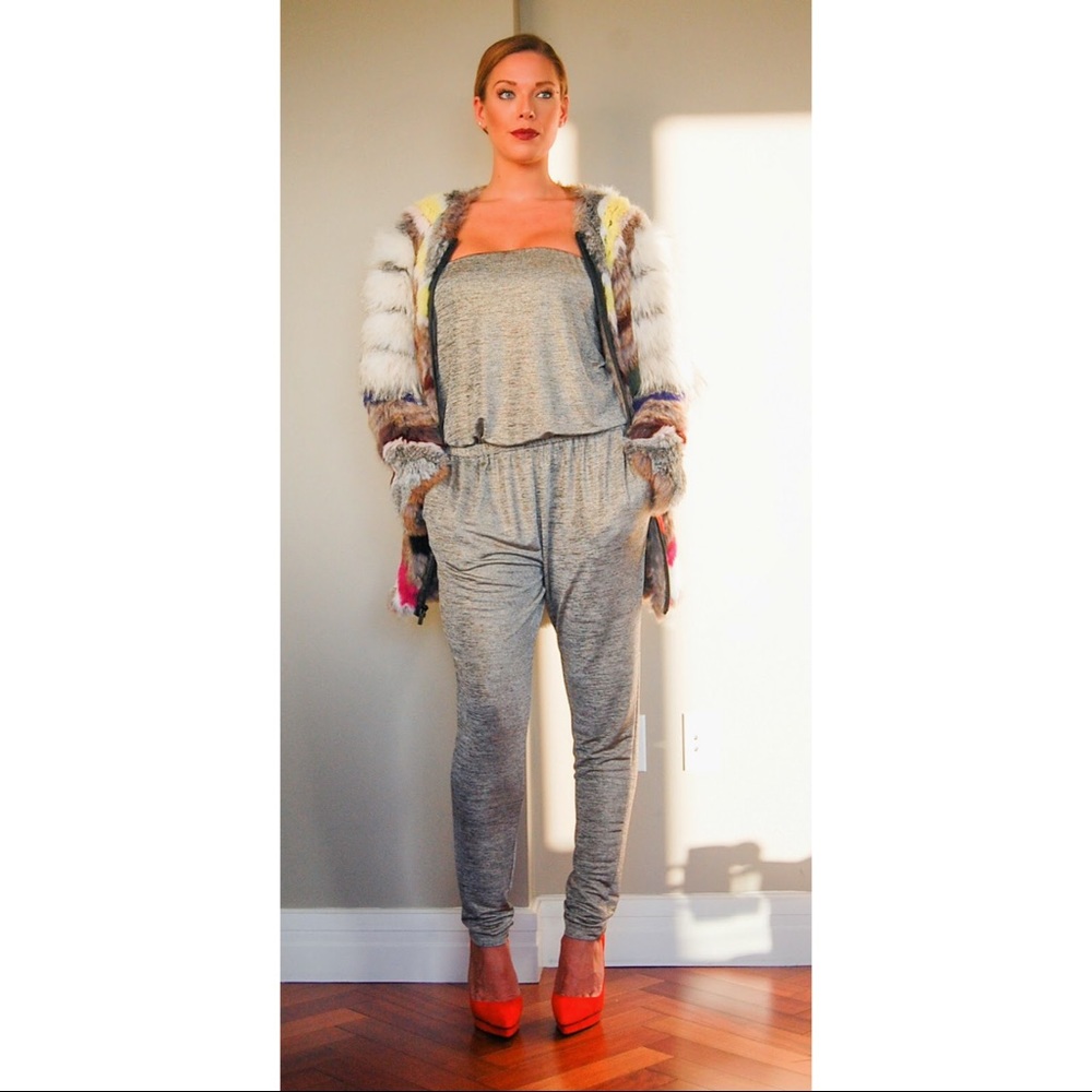 🎉HP🎉 Elizabeth&James Tarra Fur Coat Grey Multi M - Picture 5 of 8