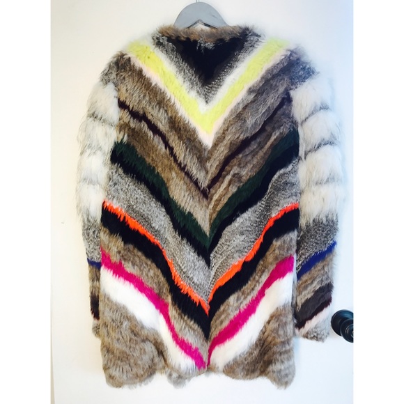 🎉HP🎉 Elizabeth&James Tarra Fur Coat Grey Multi M - Picture 7 of 8