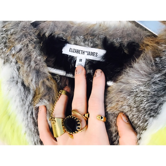 🎉HP🎉 Elizabeth&James Tarra Fur Coat Grey Multi M - Picture 8 of 8