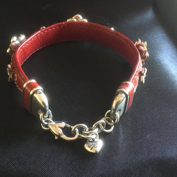 Brighton Red Leather and Flowers Bracelet RETIRED - Picture 5 of 6