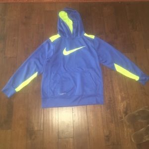 Blue and neon yellow Nike hoodie