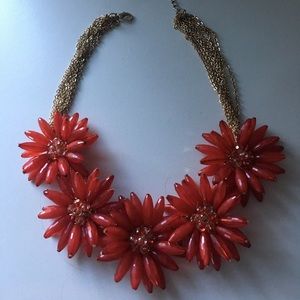 Red Flower Statement Necklace