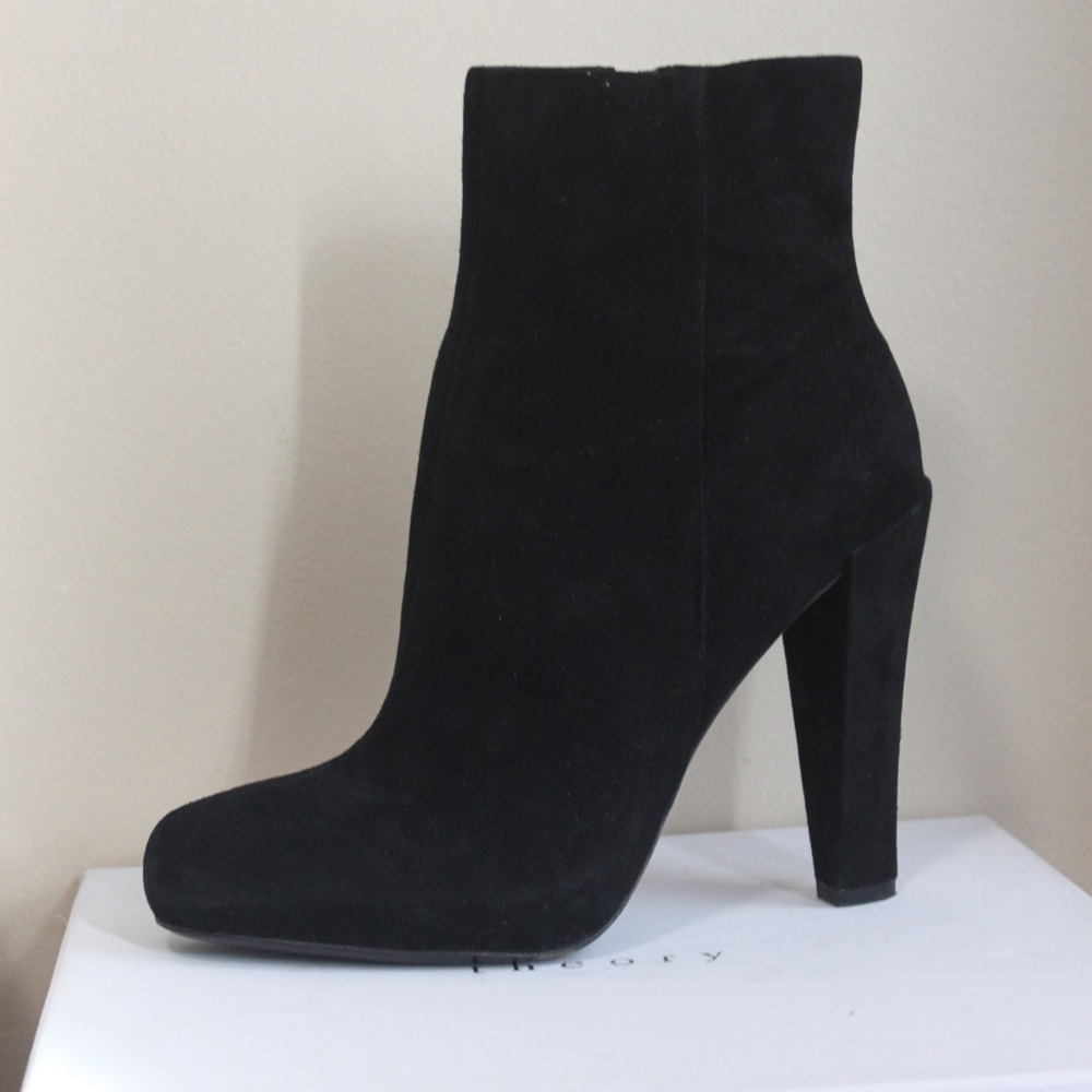 Theory High Heel Booties - Black Suede