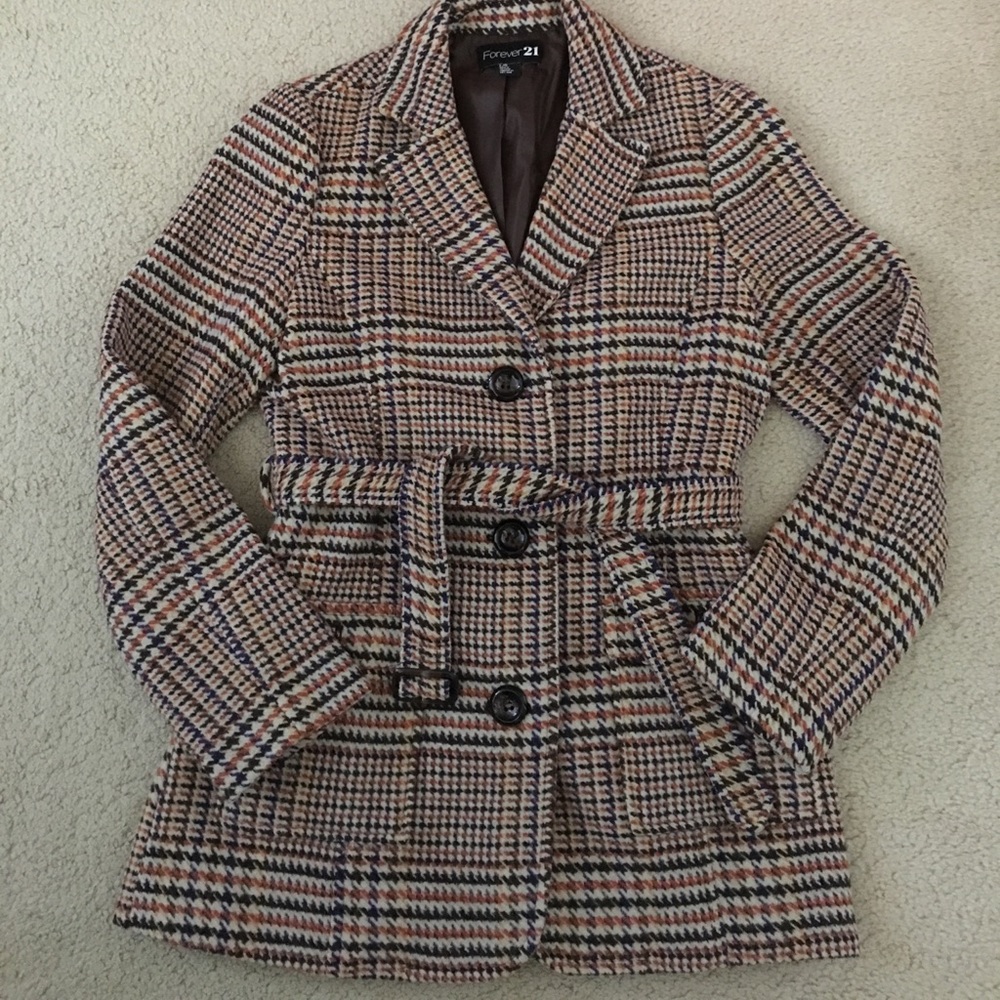 Forever 21 plaid houndstooth fall coat