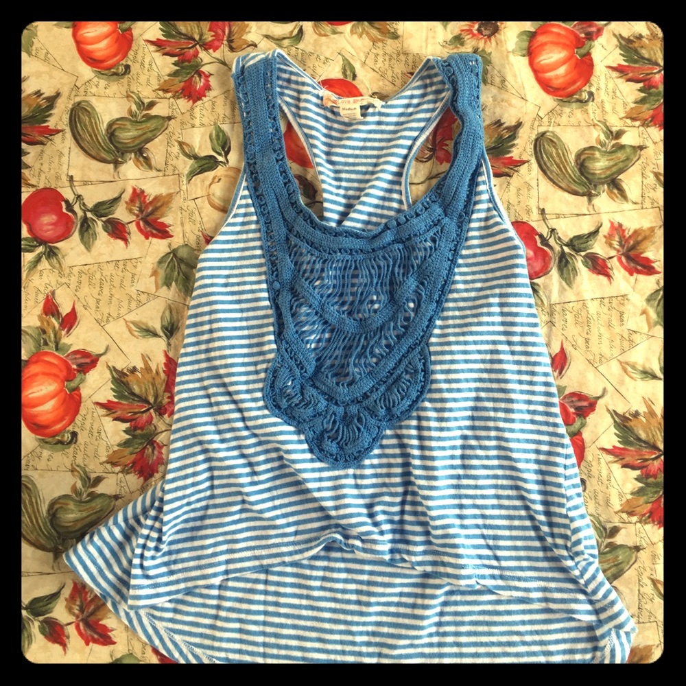 Laced baby blue tank top