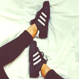 BLACK/WHITE Adidas Superstars