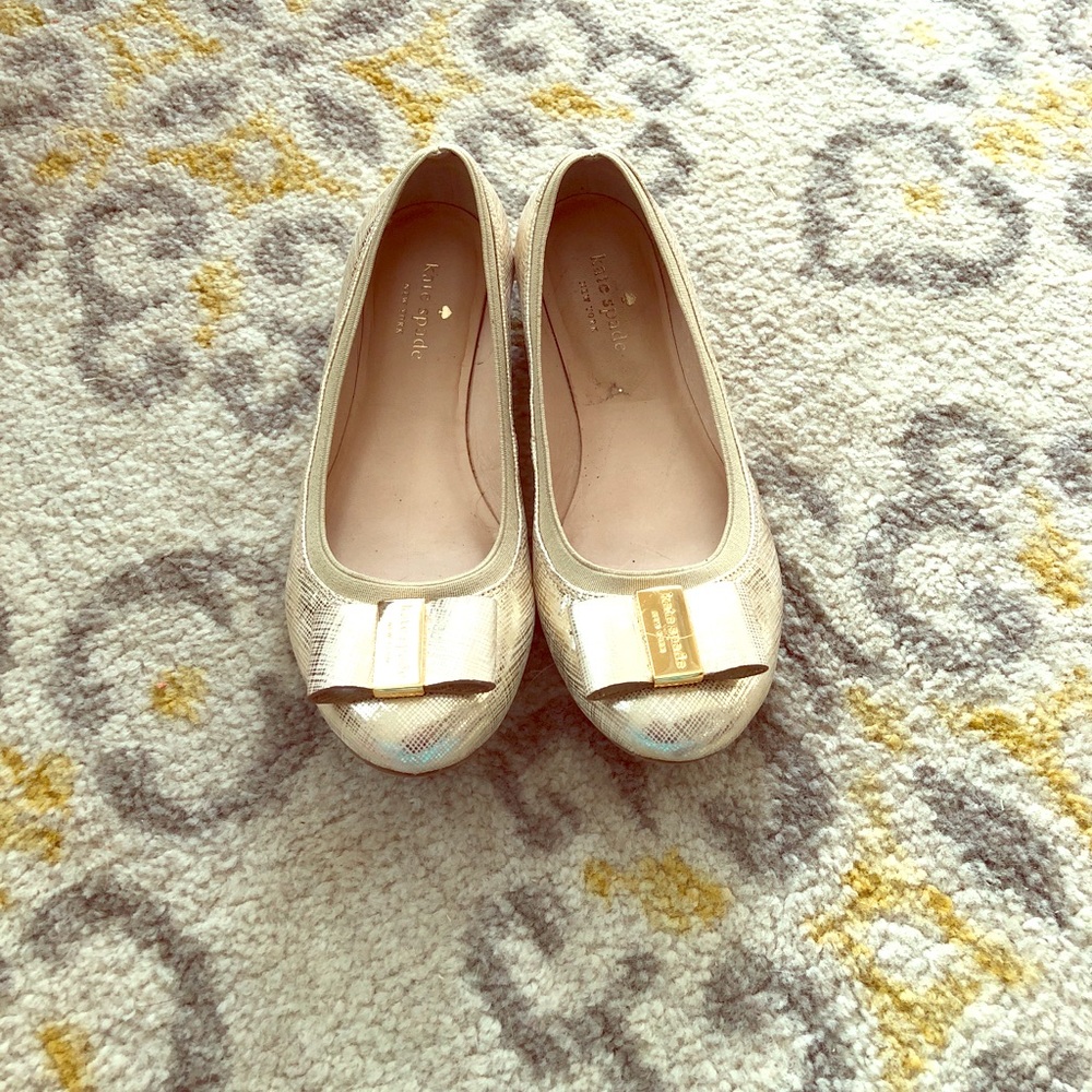 Kate Spade Gold Bow Flats