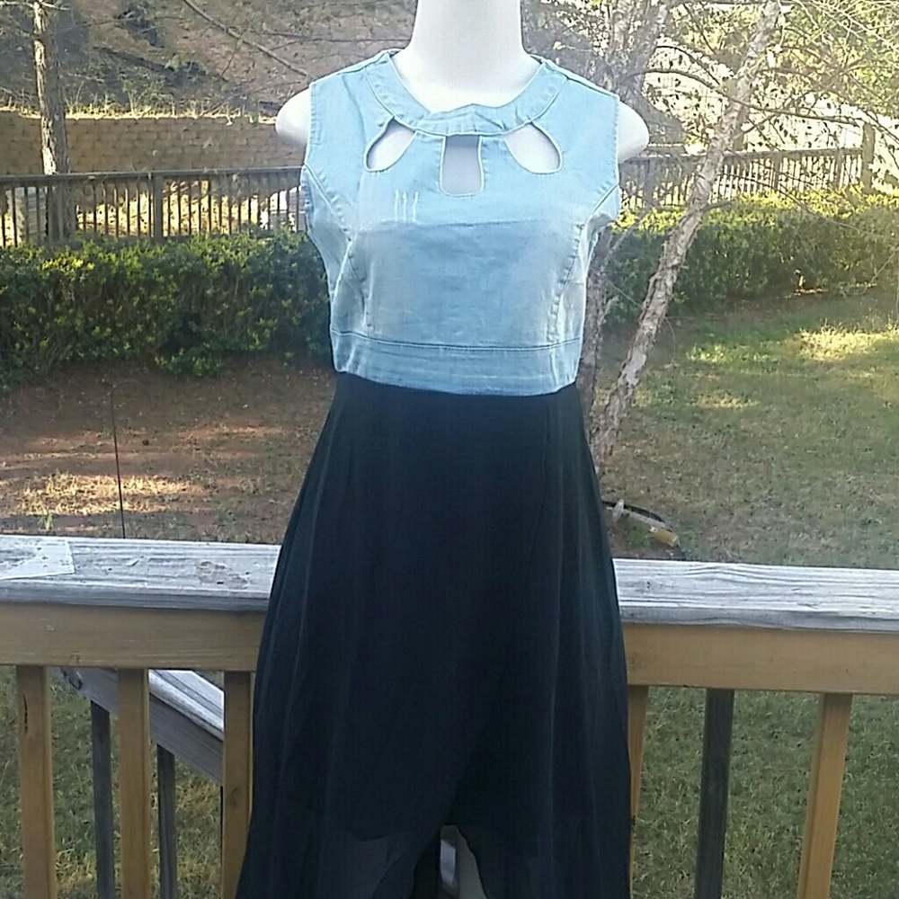 ✔Denim-black dress