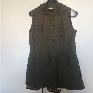 Olive green hooded vest