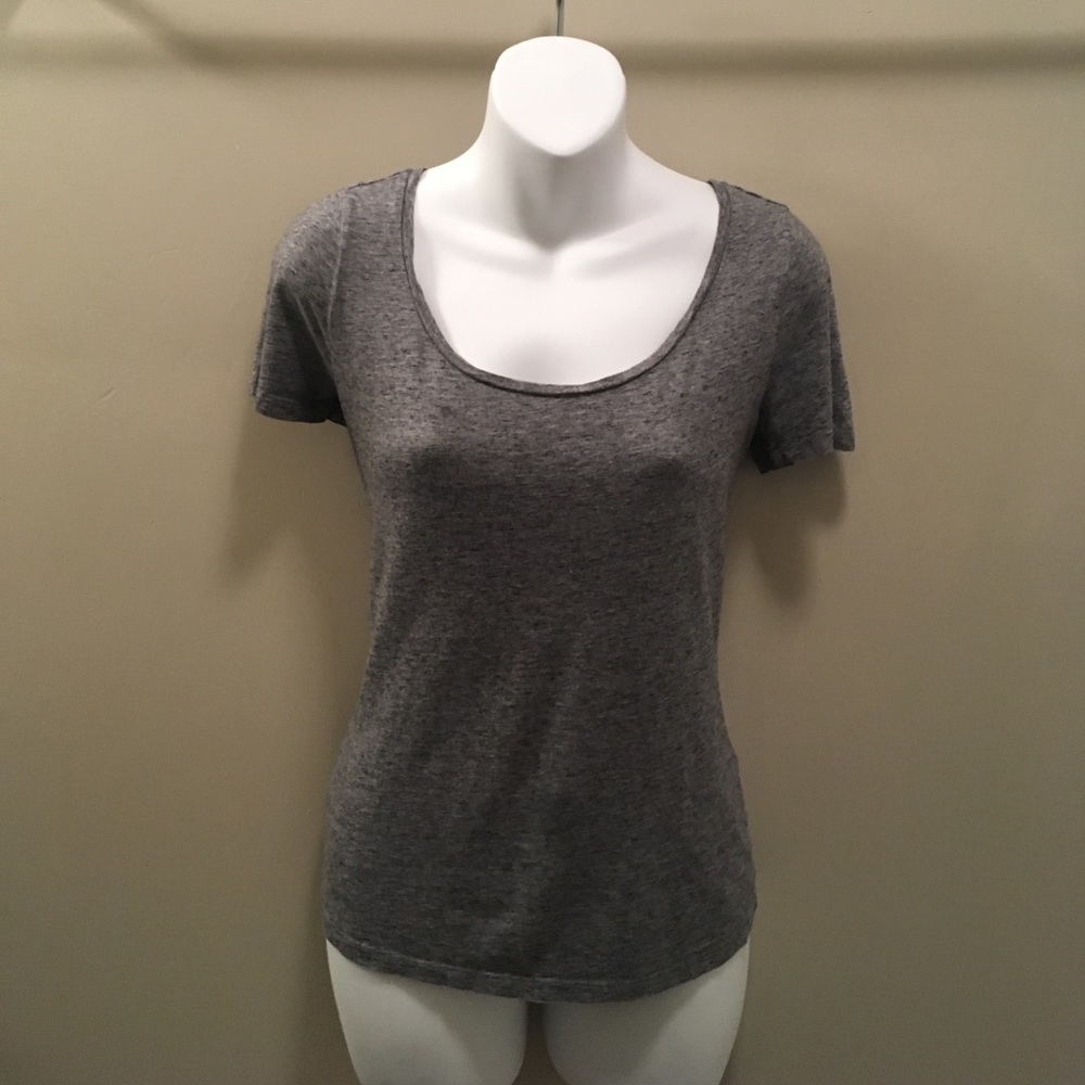 Grey Ann Taylor Scoop Neck Tee Shirt