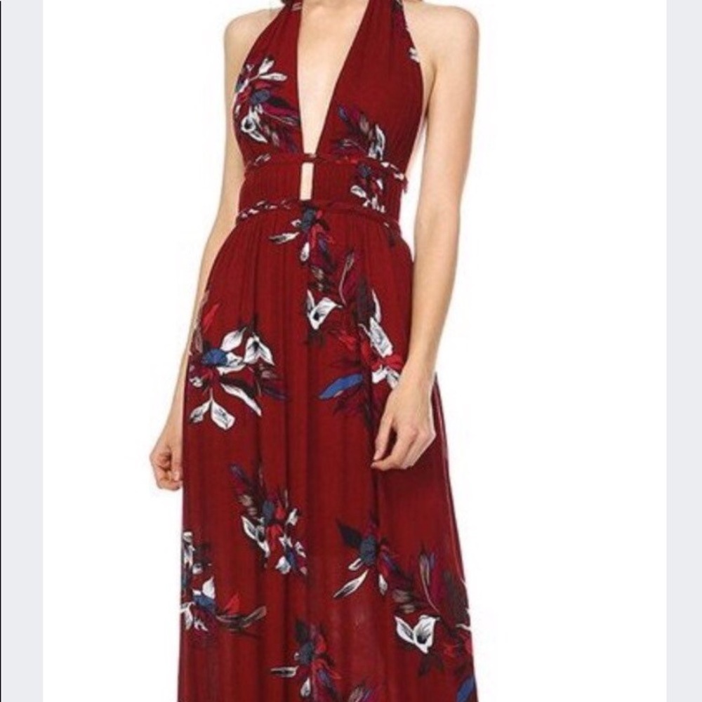 Illa illa Floral maroon maxi dress