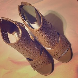 Open toe ankle wrap heels