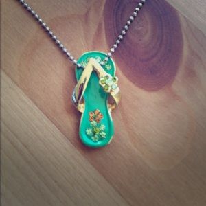 Flowered flip flop necklace