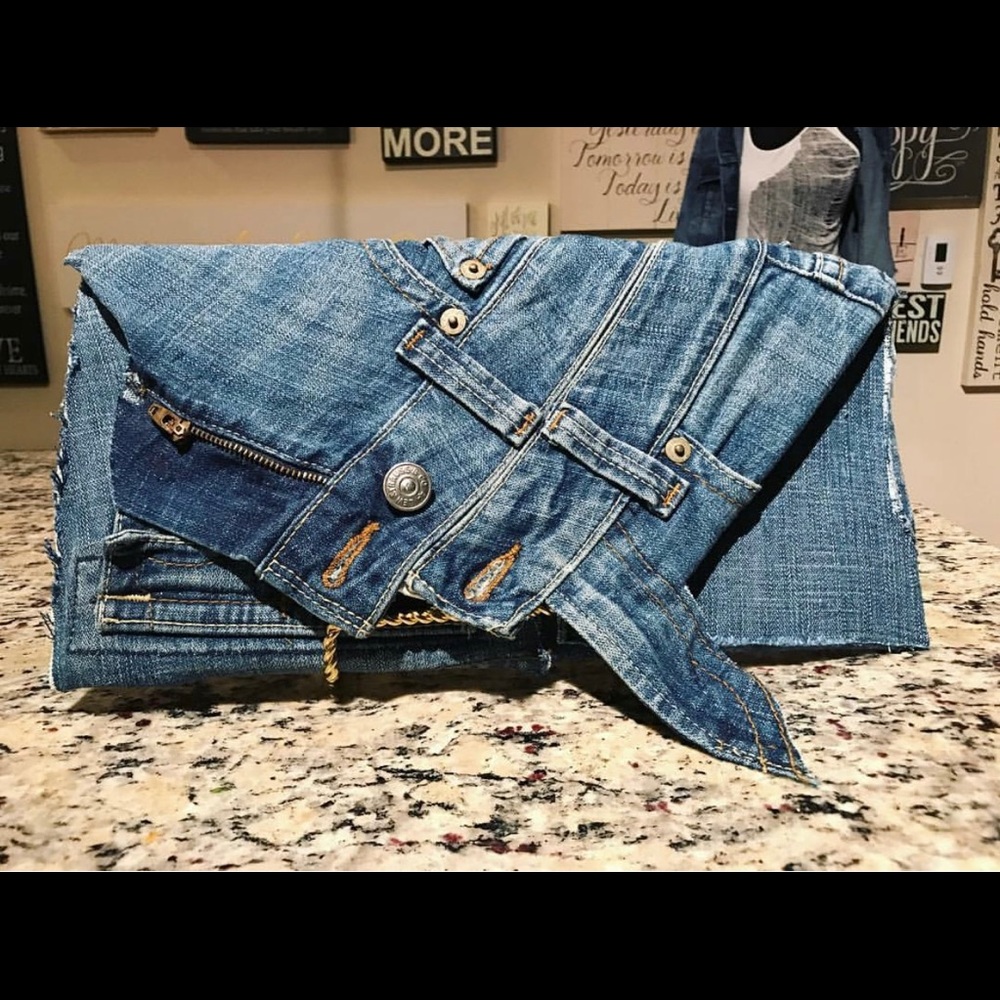 Denim clutch purse