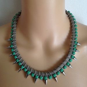 Hand Painted Turquoise Spike Necklace