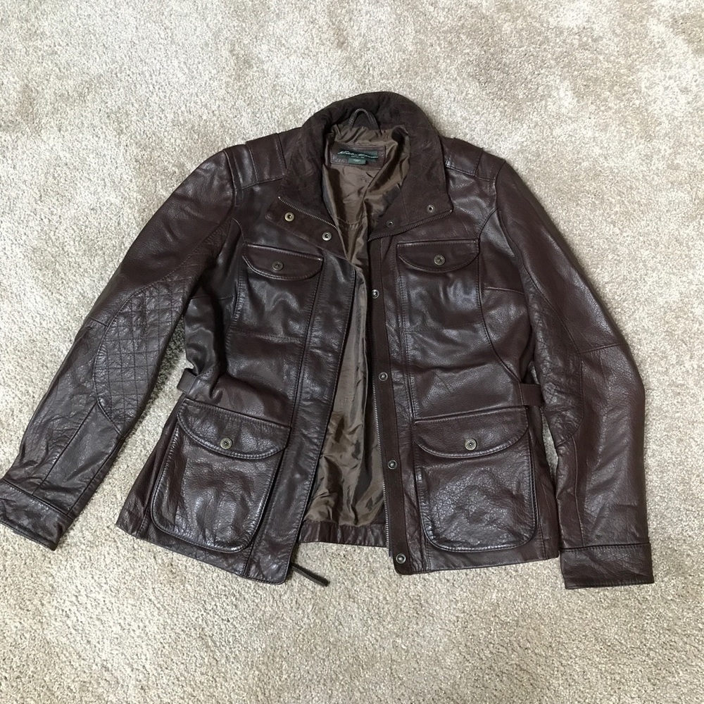 Brown leather Eddie Bauer jacket