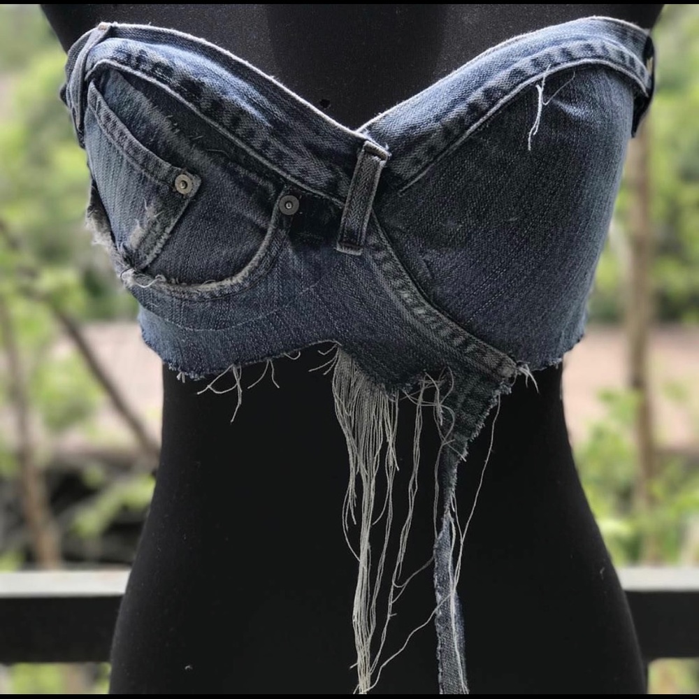 Denim crop top, bra top
