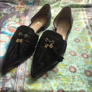 Vince Camuto Hollina Black Silky Leather flats