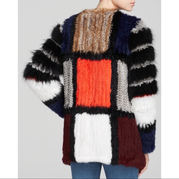 🎉HP🎉Elizabeth&James Tarra Fur Coat Black Multi S - Picture 5 of 8