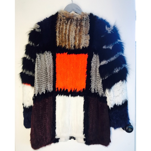 🎉HP🎉Elizabeth&James Tarra Fur Coat Black Multi S - Picture 7 of 8