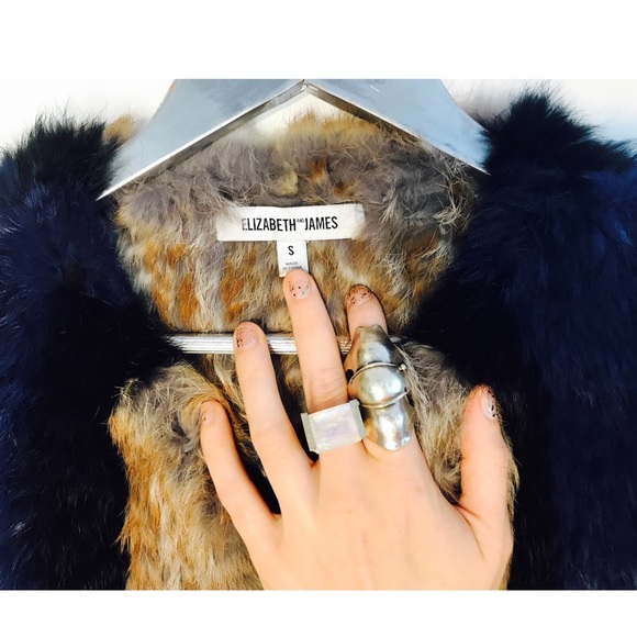 🎉HP🎉Elizabeth&James Tarra Fur Coat Black Multi S - Picture 8 of 8