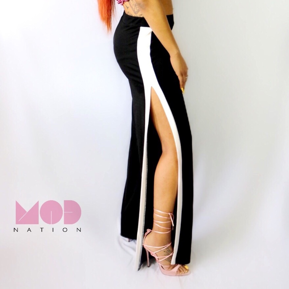 Black wide leg trousers