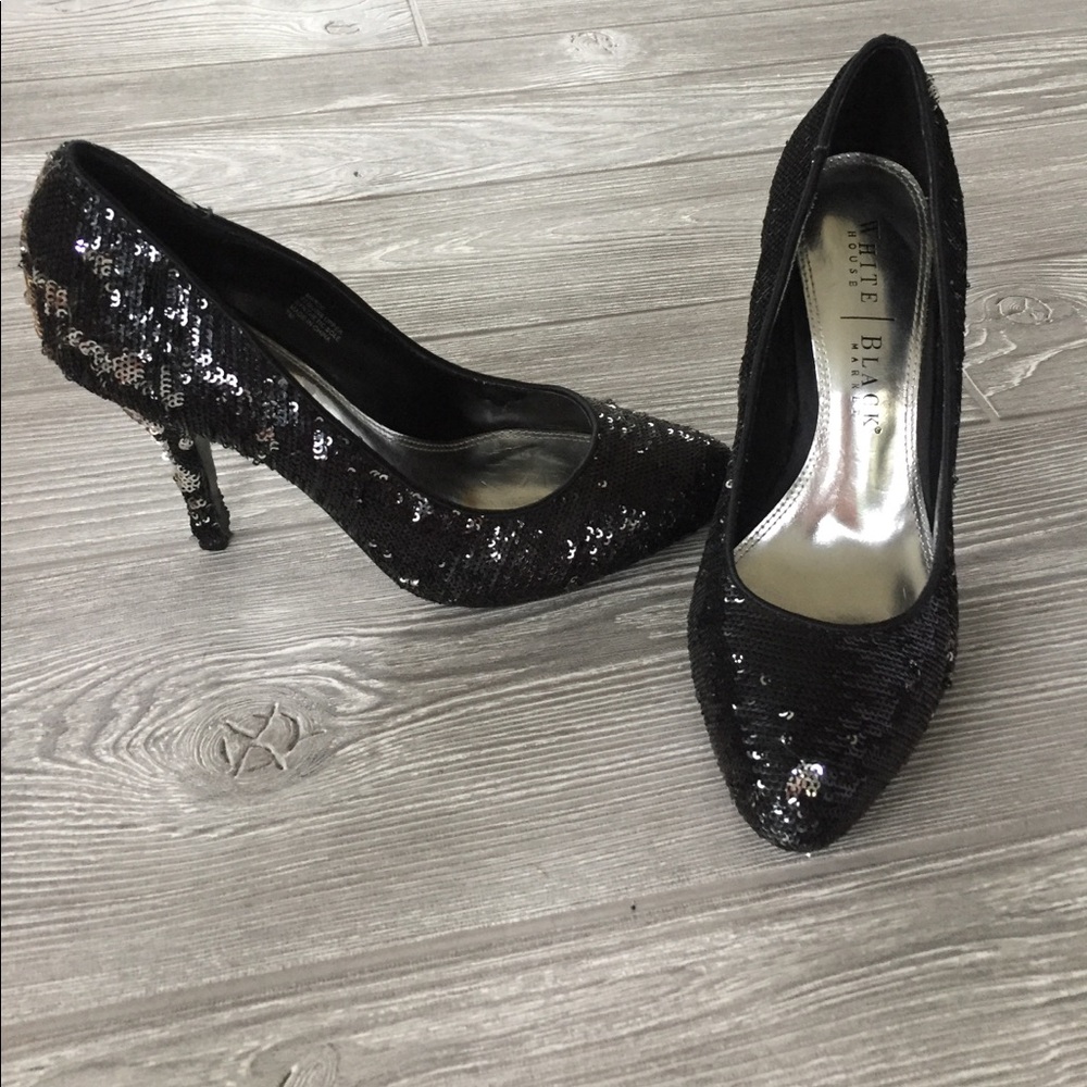 WHITE HOUSE BLACK MARKET sequin heels. Size 7.