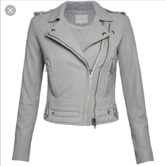 light gray leather jacket