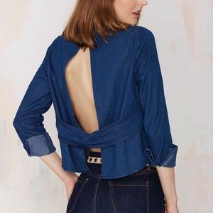 ✨Nasty Gal Above Average Denim Top