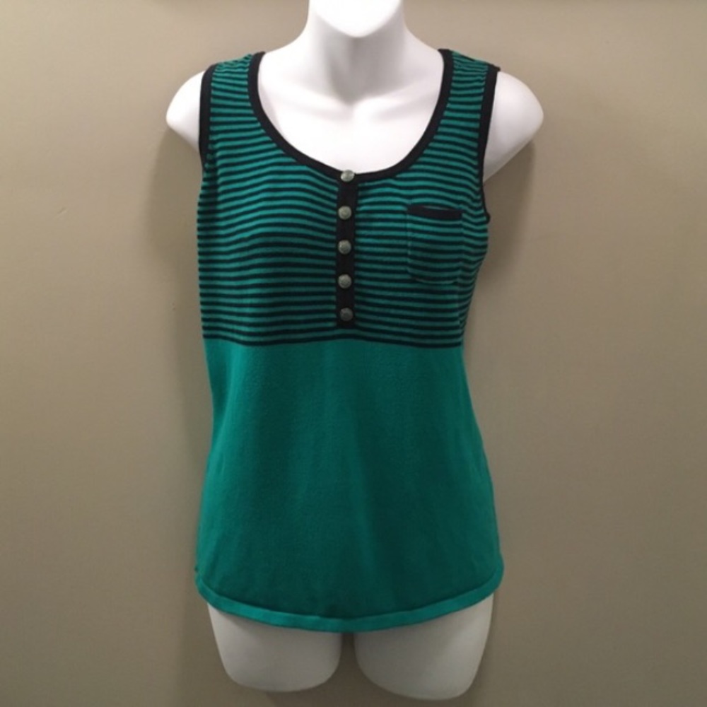 Teal & Navy Diane Gilman Nautical Themed Top