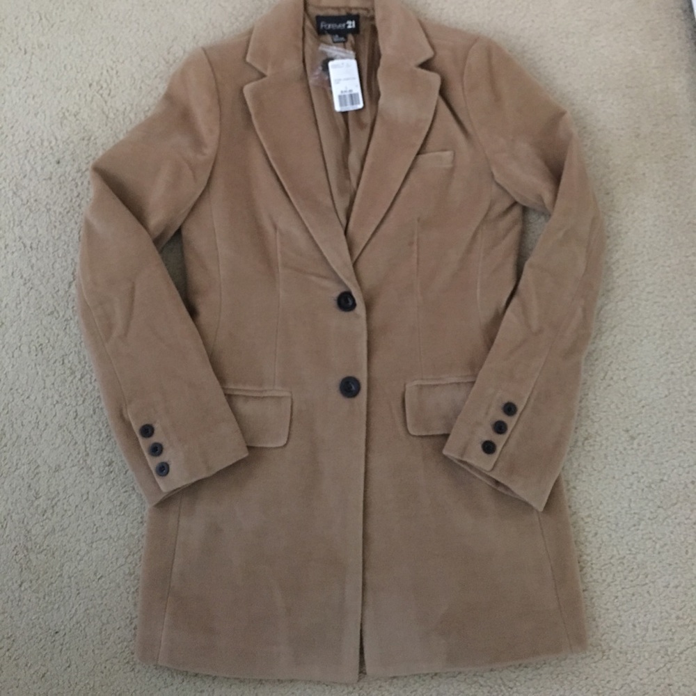 Forever 21 camel velvet/suede coat blazer