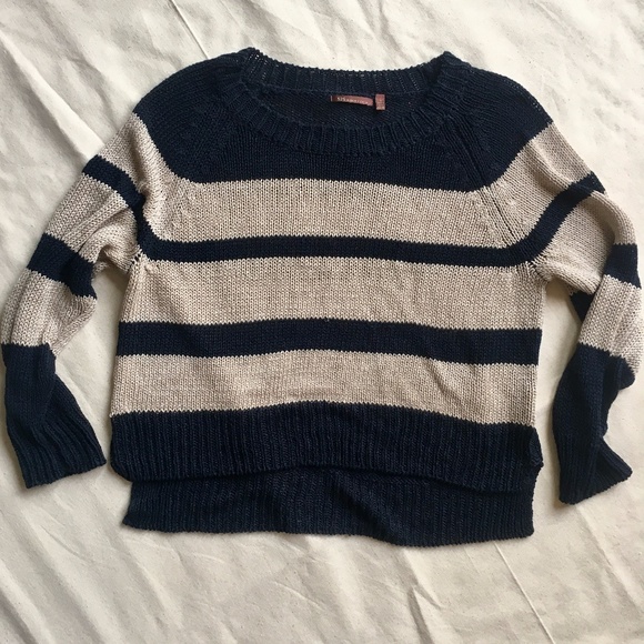 525 America Sweaters - 525 America Striped, Linen-Blend Knit Sweater, L
