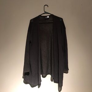 Black light knit open cardigan