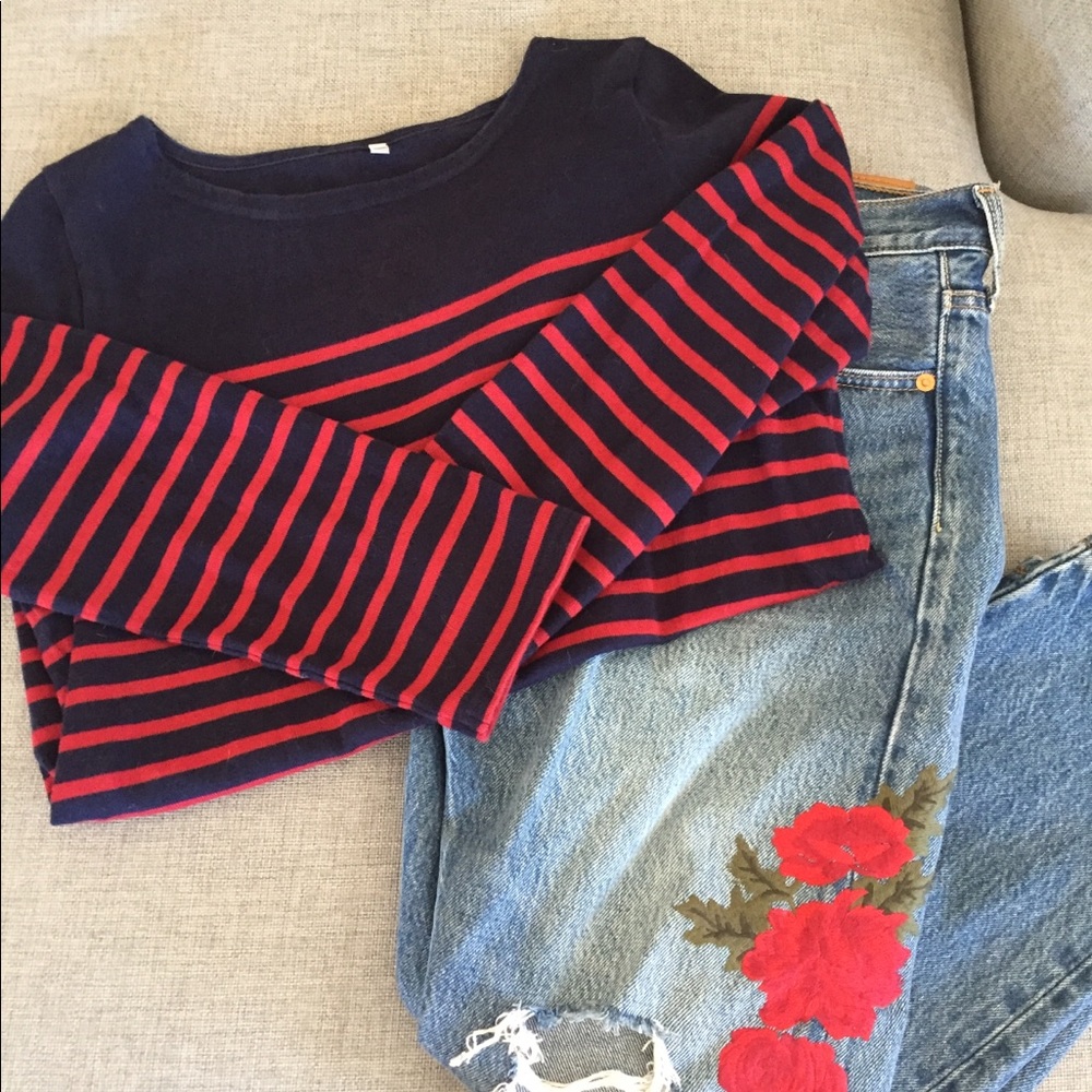 Muji 💯 Percent Cotton Striped Breton Tee