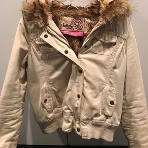 Hollister jacket with furry hood