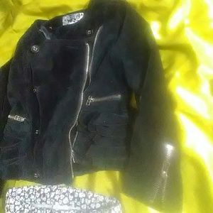 black velvet ruffle jacket and corduroy sknny jns