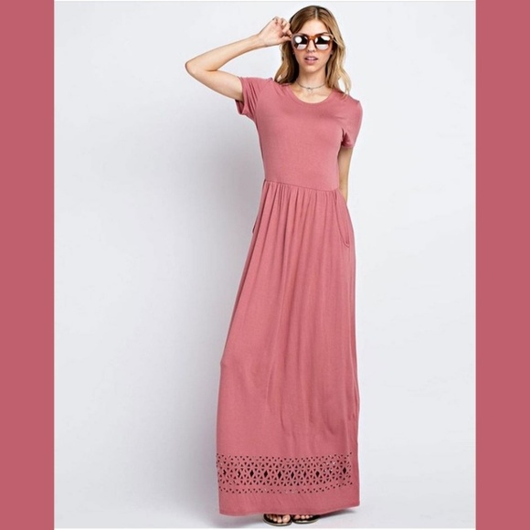 Maxi mauve dress with pockets - Picture 2 of 8