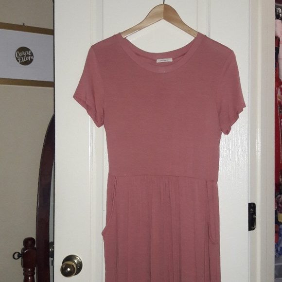 Maxi mauve dress with pockets - Picture 3 of 8