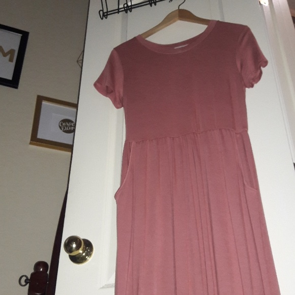Maxi mauve dress with pockets - Picture 6 of 8