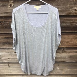Michael Kors Sequin Batwing Shirt Blouse Top XL