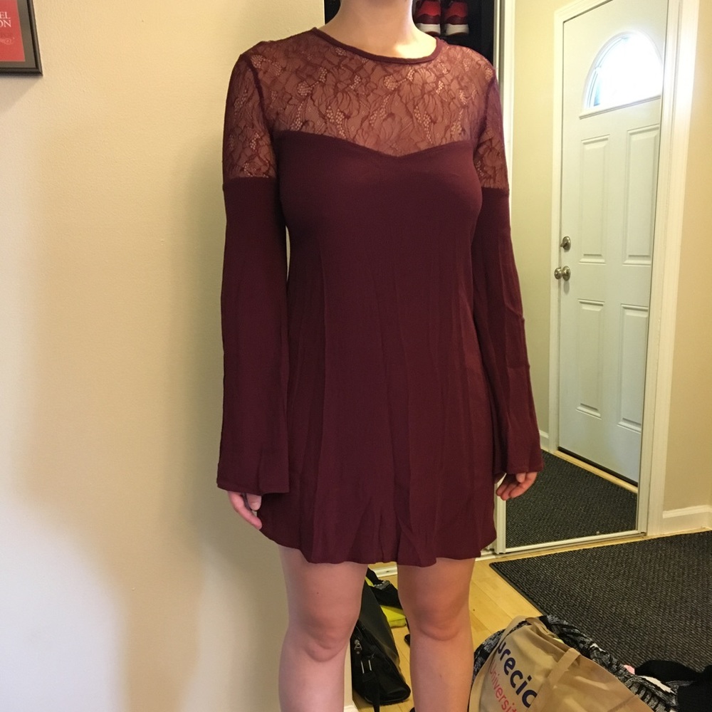 Bell sleeve mini crepe dress from Kendall + Kylie