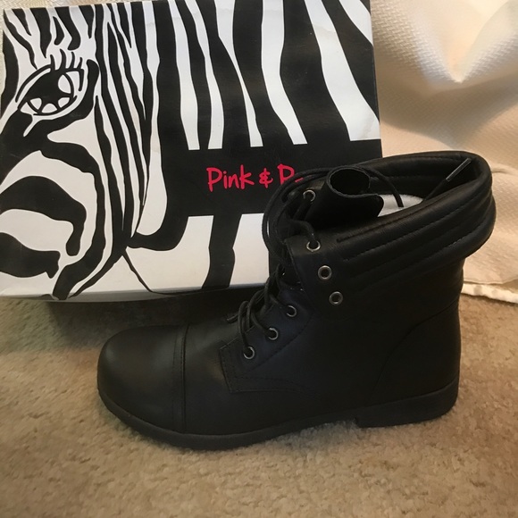 Pink & Pepper Shoes - Black, short, lace-up boots