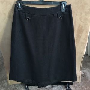 Ann Taylor Black Pencil Skirt w/ Button Detail