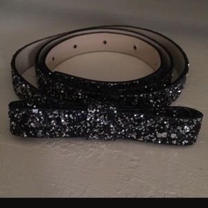NWT Kate spade black glitter bow belt