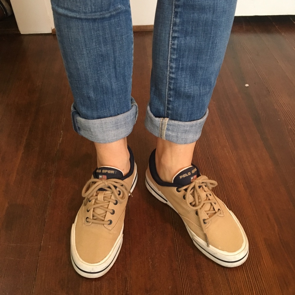 Ralph Lauren Polo Sport Tan Canvas Tennis Shoes