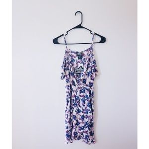 Angie Cold-Shoulder Floral Wrap Dress