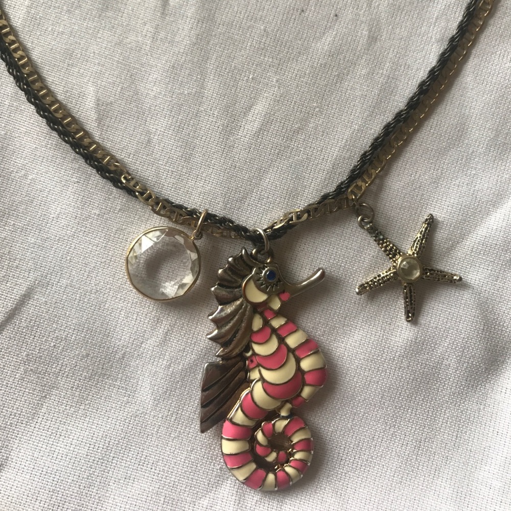 Vintage Betsey Johnson necklace Enamel Seahorse