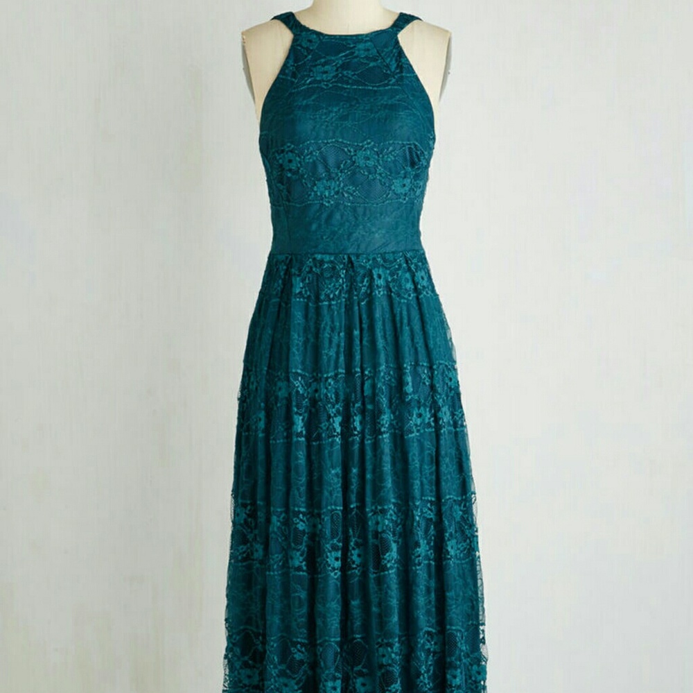 Teal lace dress